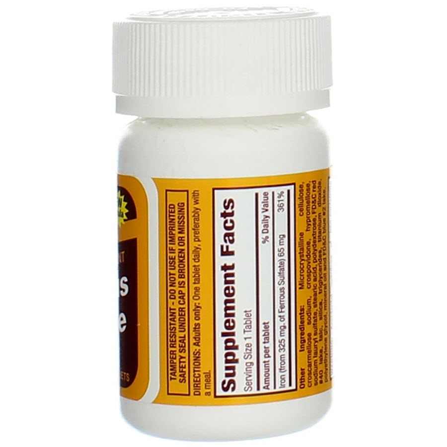 Rugby Ferrous Sulfate 325 mg. - 100 Tablets