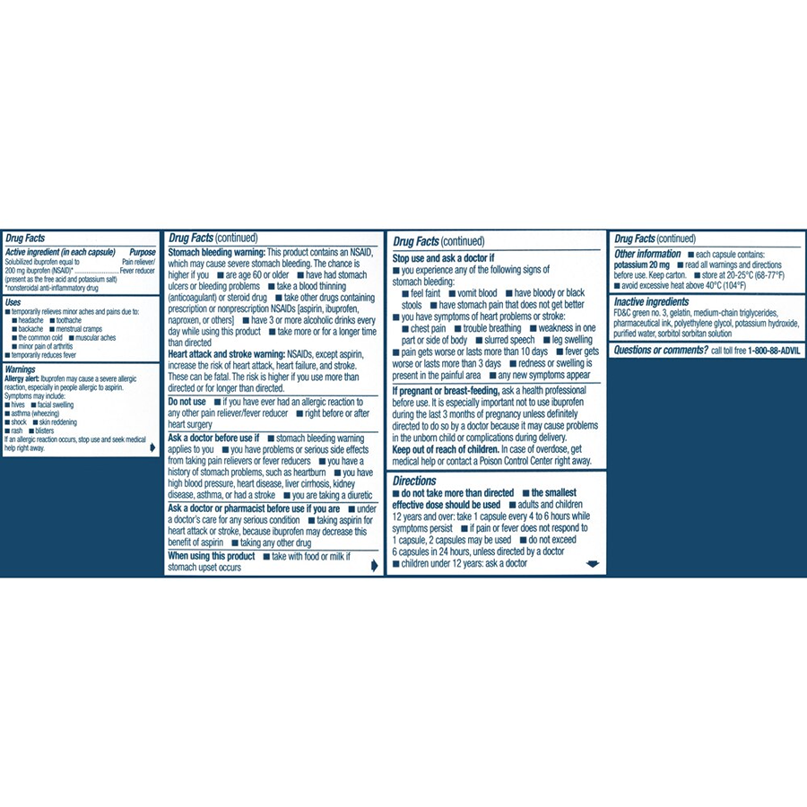 Advil Pain Reliever/Fever Reducer Liqui-Gel Minis - Ibuprofen (NSAID), 20 Count