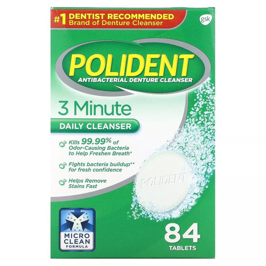 Polident 3 Minute Daily Cleanser Tablets, 84ct
