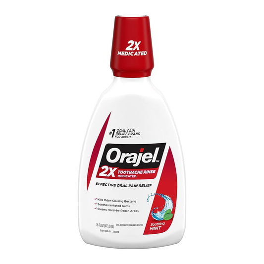 Orajel Toothache Analgesic & Astringent Rinse, Mint - 16 fl oz