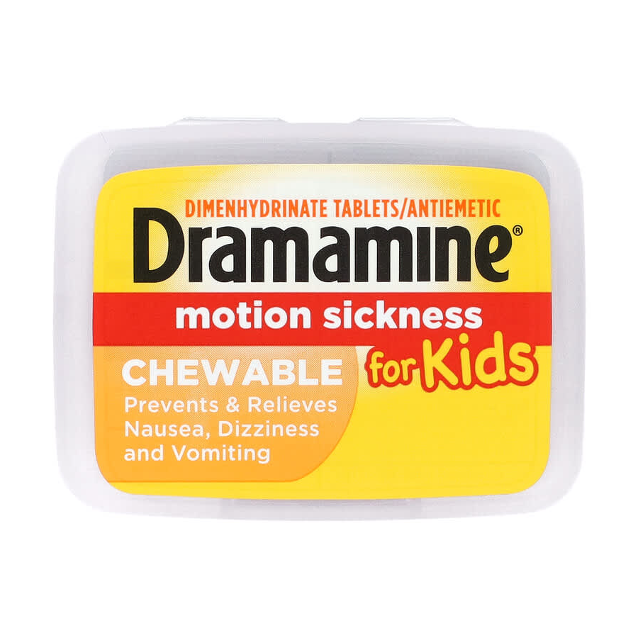 Dramamine Kids Chewable Motion Sickness Relief Tablets for Nausea, Dizziness & Vomiting - Grape - 8ct