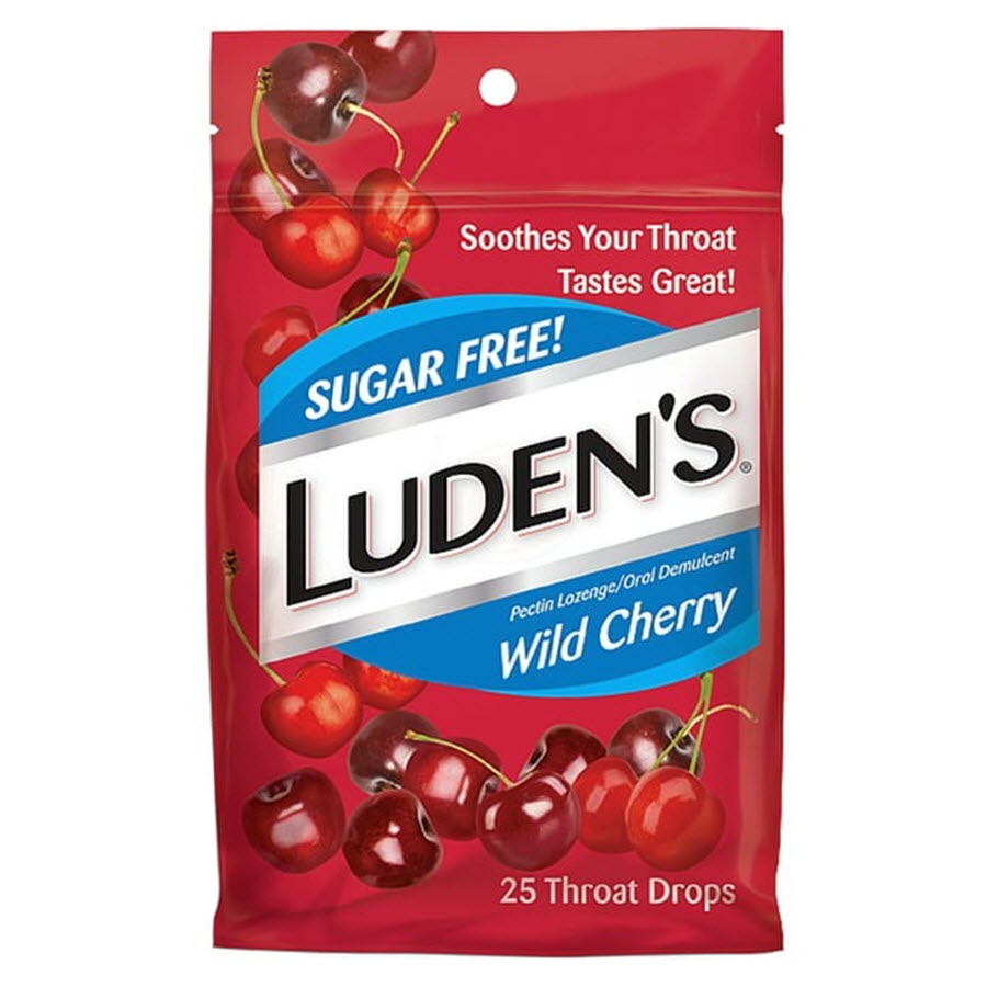 Luden's Oral Demulcant Sugar Free Throat Drops, Wild Cherry - 25 Drops