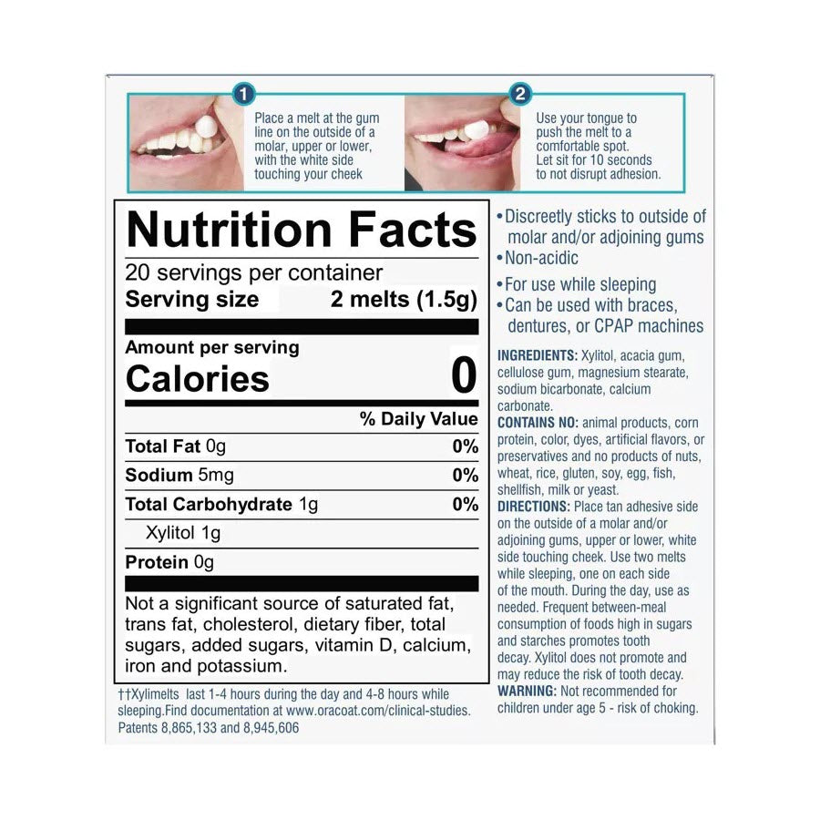 OraCoat XyliMelts for Dry Mouth Relief Slightly Sweet, 40 ct