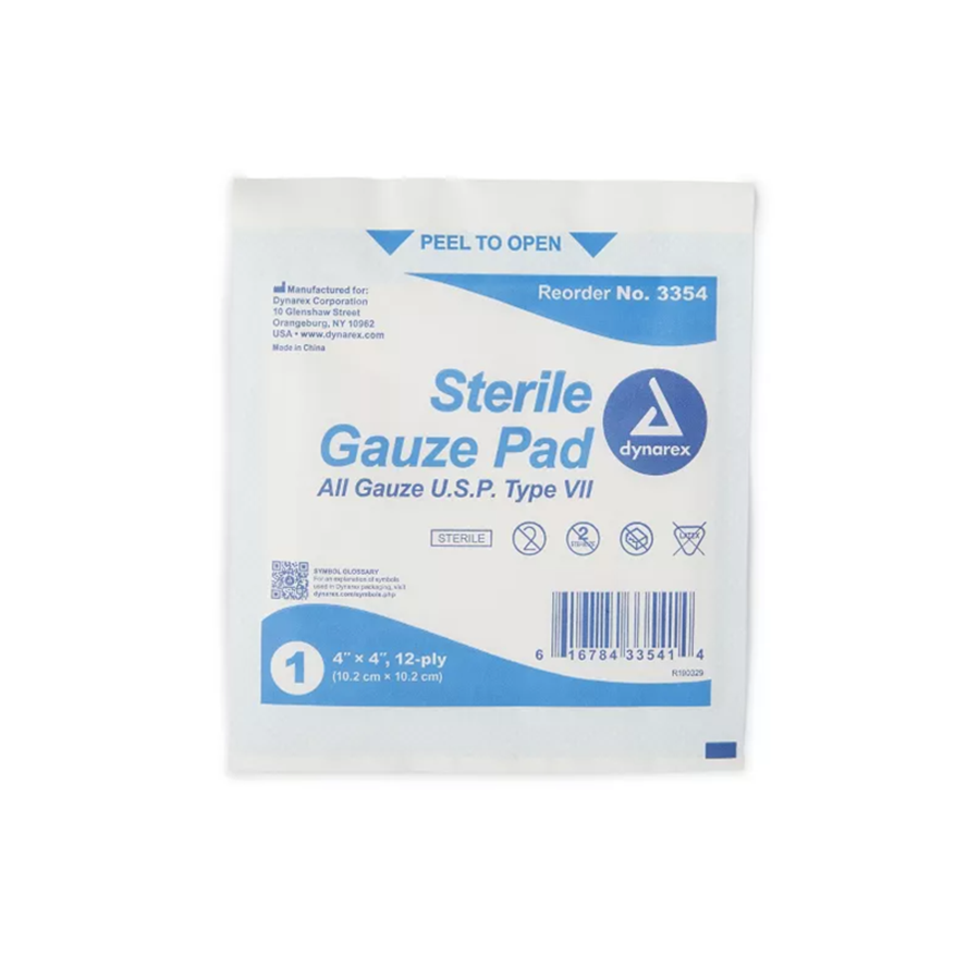DYNAREX Sterile Gauze Pads, Absorbent Wound Dressings, 4X4