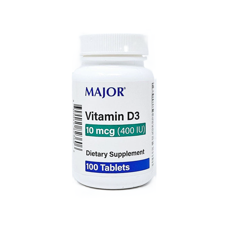 Major Vitamin D 400 IU Cholecalciferol Tablets, 100 Count