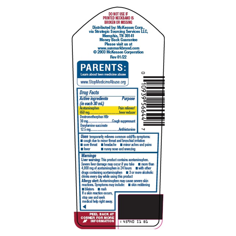 Sunmark Nite Time Cold Flu Liquid, Cherry Flavor, 12oz