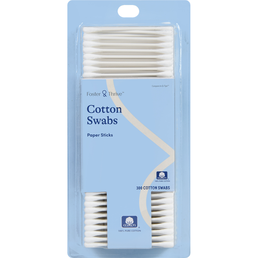 Foster & Thrive Cotton Swabs, 300 count