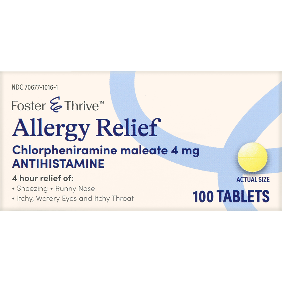 Foster & Thrive Allergy Relief Chlorpheniramine Maleate 4 mg Tablets, 100ct