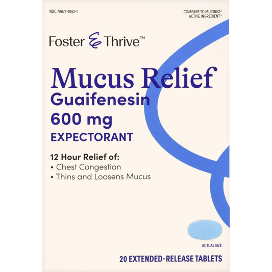 Foster & Thrive Mucus Relief Guaifenesin 600 mg Extended-Release Tablets, 20ct