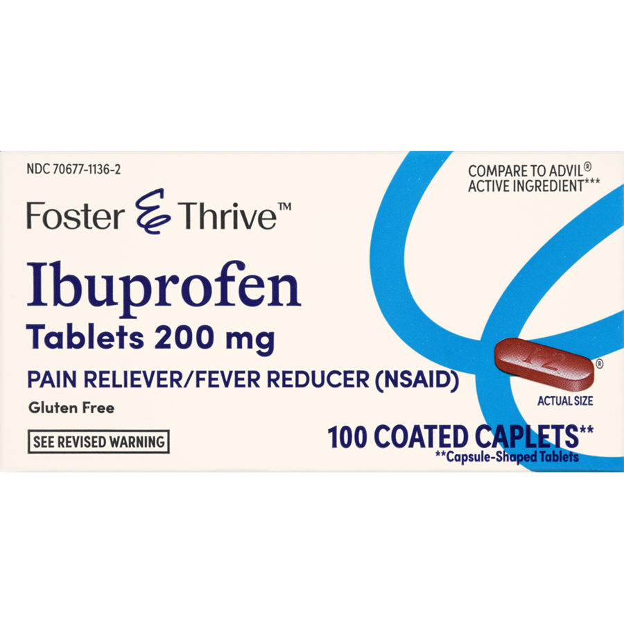 Foster & Thrive Ibuprofen Coated Tablets, 200 mg - 100 ct