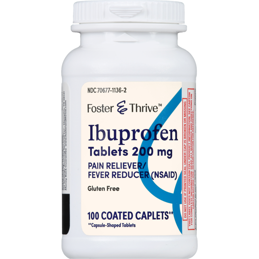 Foster & Thrive Ibuprofen Coated Tablets, 200 mg - 100 ct