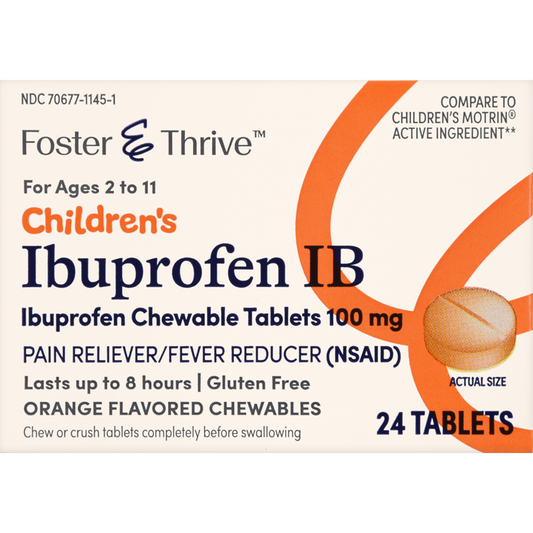 Foster & Thrive Children's Ibuprofen IB Chewable Tablets 100 mg Orange, 24ct