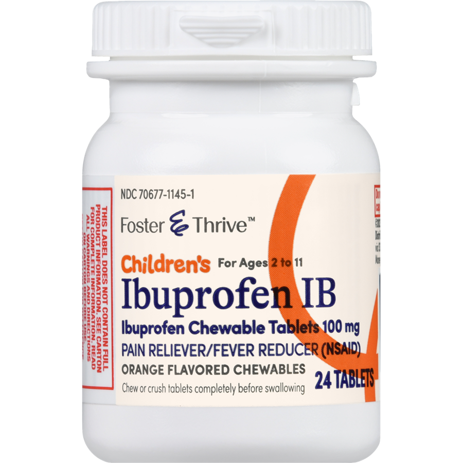 Foster & Thrive Children's Ibuprofen IB Chewable Tablets 100 mg Orange, 24ct