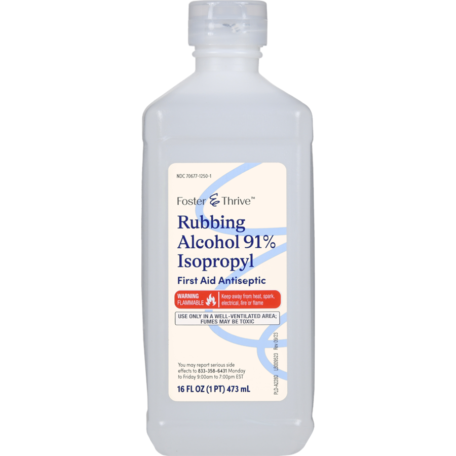 Foster & Thrive Rubbing Alcohol 91% Isopropyl, 16 oz