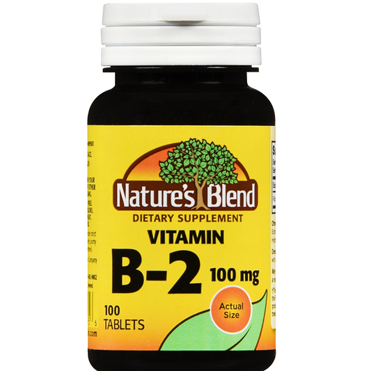 Nature's Blend Vitamin B-2 Supplement 100 mg, 100 Tablets