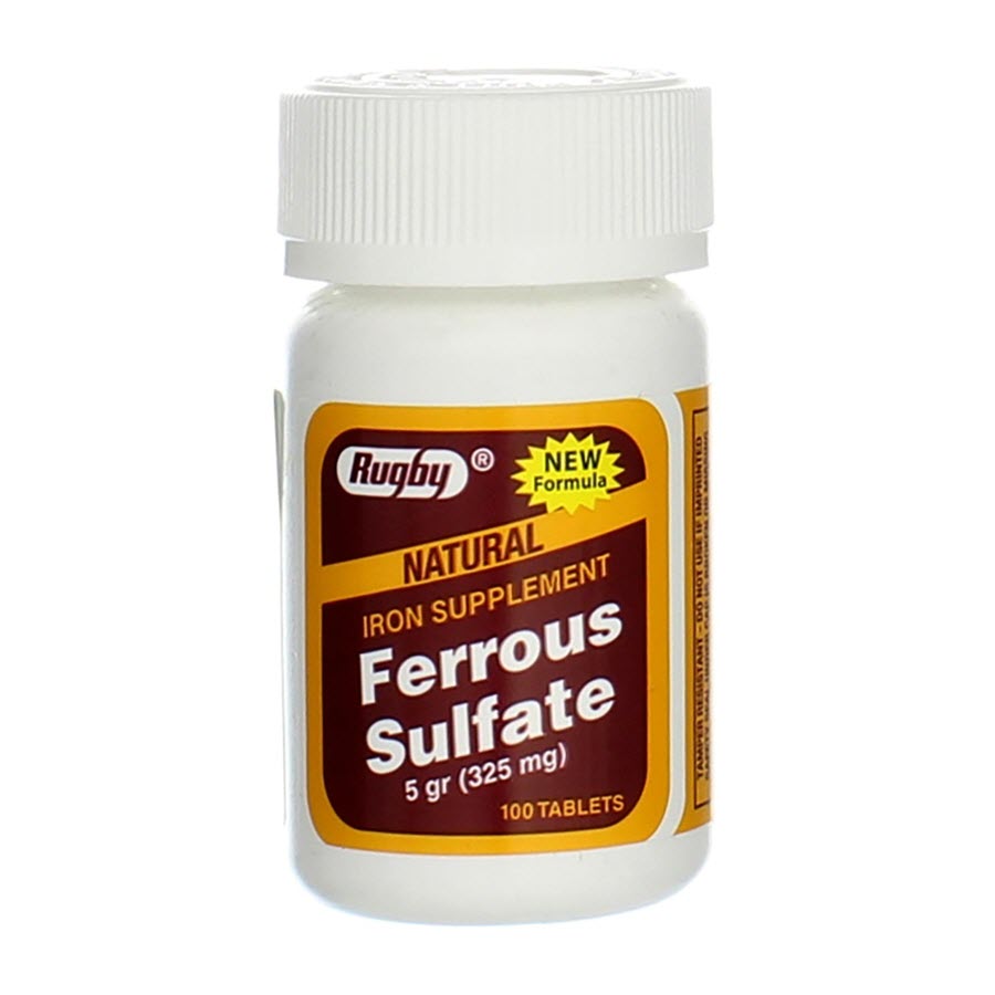 Rugby Ferrous Sulfate 325 mg. - 100 Tablets