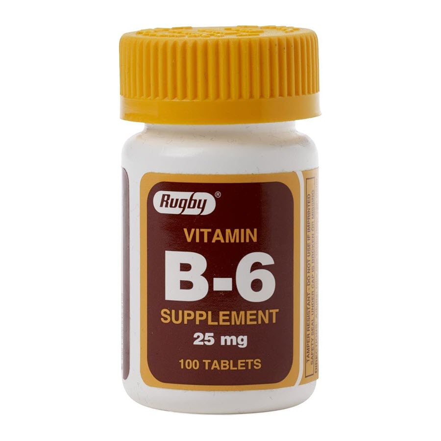 Rugby Vitamin B6, 25 mg, 100 Tablets