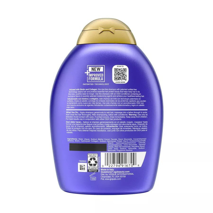 OGX Thick & Full Biotin & Collagen Salon Shampoo, 13oz