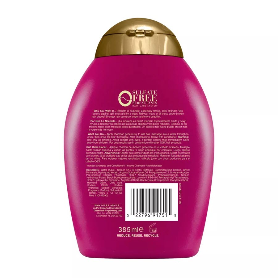 OGX Anti-Breakage + Keratin Oil Fortifying Anti-Frizz Shampoo for Damaged Hair & Split Ends - 13 fl oz