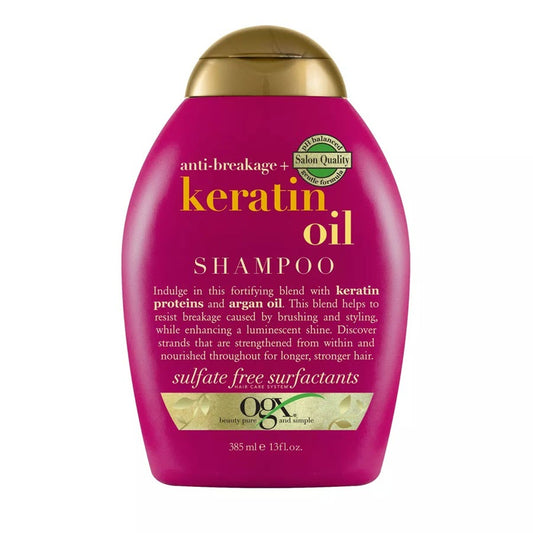 OGX Anti-Breakage + Keratin Oil Fortifying Anti-Frizz Shampoo for Damaged Hair & Split Ends - 13 fl oz