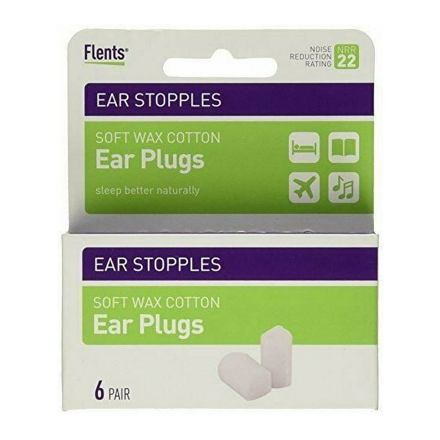 Flents Ear Stopples Soft Wax-Cotton Ear Plugs - 6 Pair