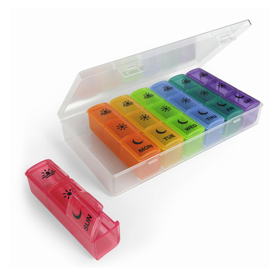 Ezy Dose Weekly 3x Day Pill Planner, Rainbow, 1 Ea