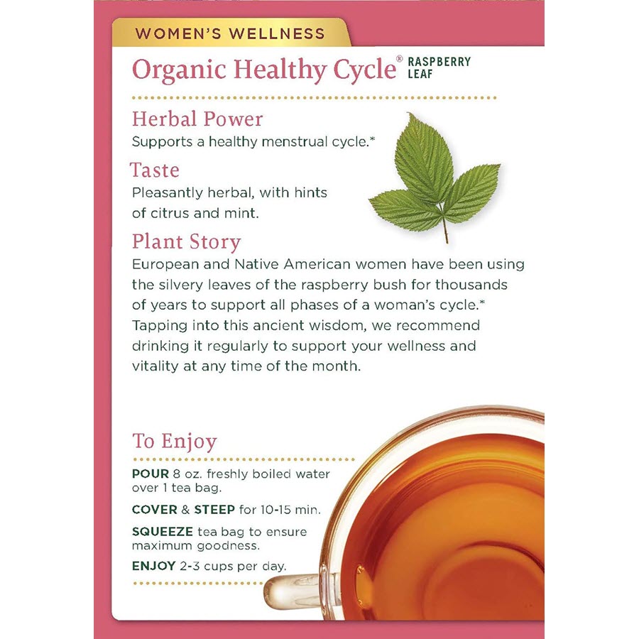 Traditional Medicinals Organic Healthy Cycle Raspberry Leaf Herbal Tea, 16ct