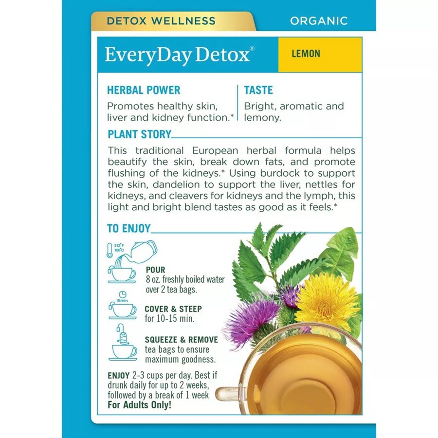 Traditional Medicinals Organic EveryDay Detox Lemon Herbal Tea - 16ct