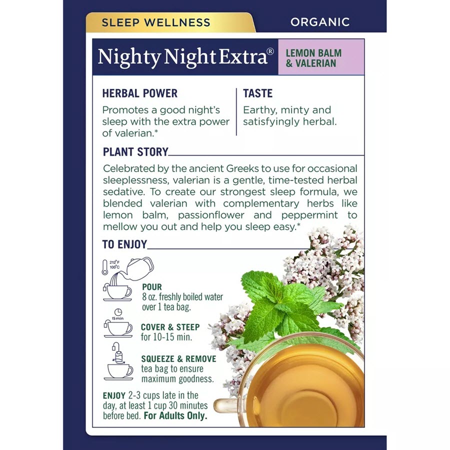 Traditional Medicinals Organic Nighty Night Valerian Herbal Tea - 16ct