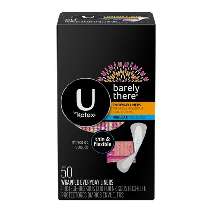 U By Kotex Barely There Thin And Flexible Liners, Regular, 50 Ea