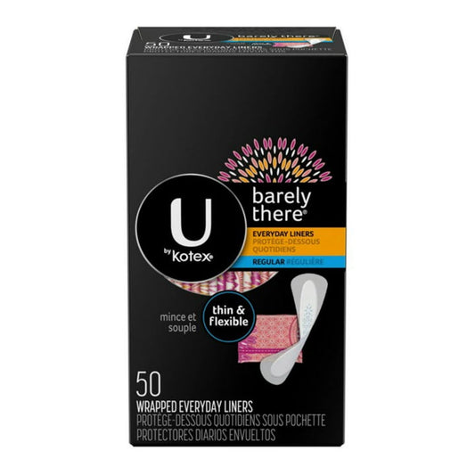 U By Kotex Barely There Thin And Flexible Liners, Regular, 50 Ea