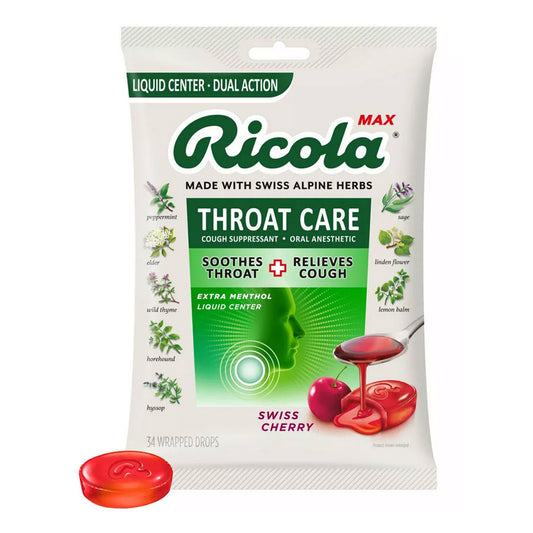 Ricola Max Throat Care Drops - Cherry - 34ct