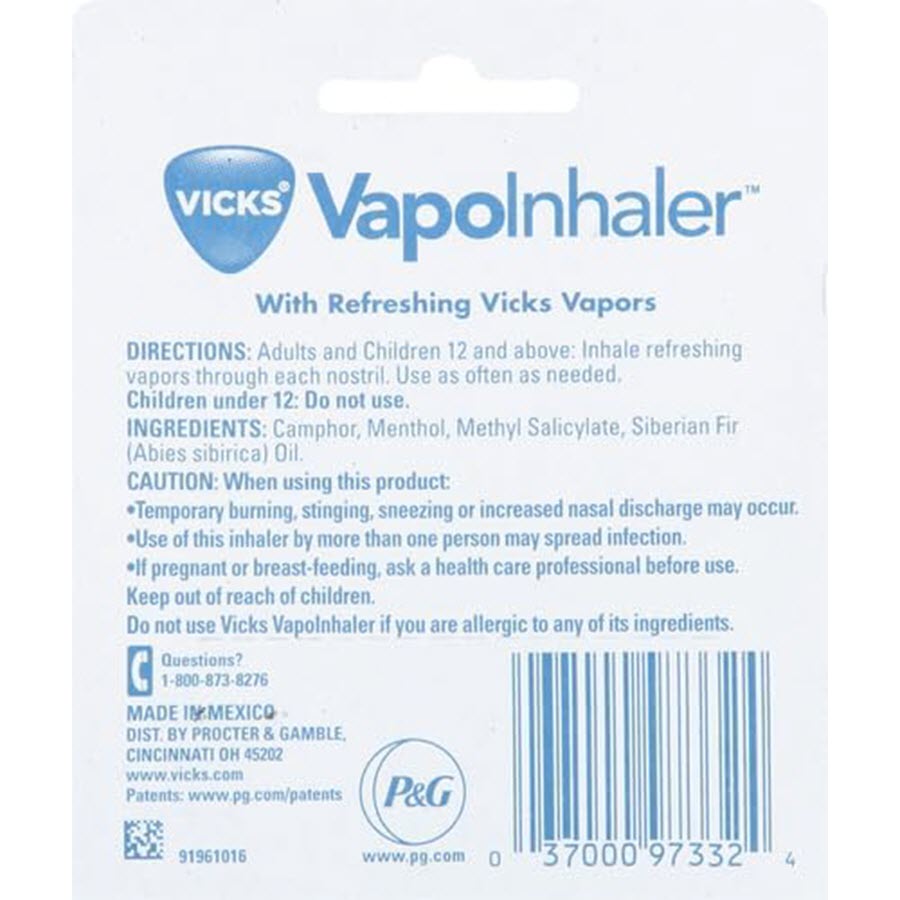 Vicks VapoInhaler Non-Medicated Menthol Vapor, 0.007 oz