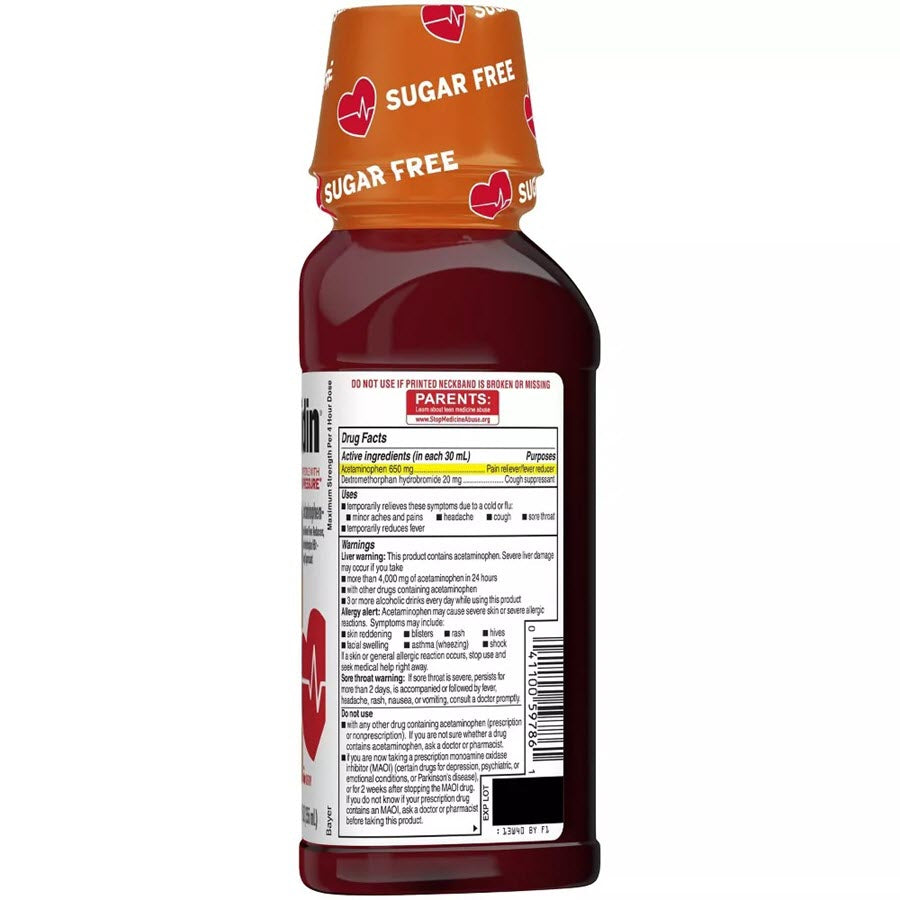 Coricidin High Blood Pressure Max Strength Cough Cold Flu Liquid Cherry - 12 fl oz