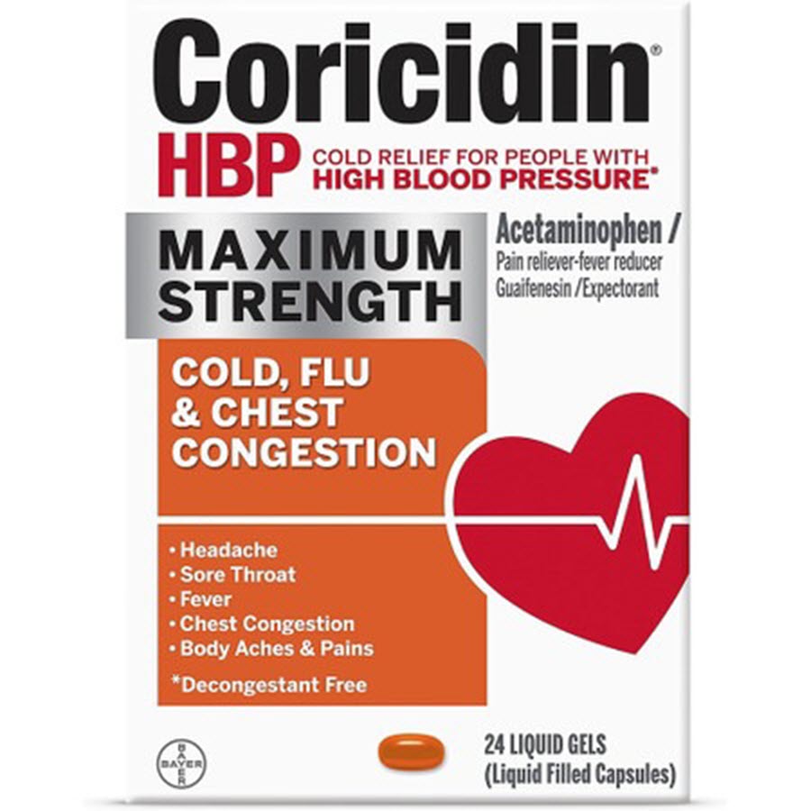 Coricidin HBP Cold, Cough & Flue Max Strength Liquid Gels - 24ct