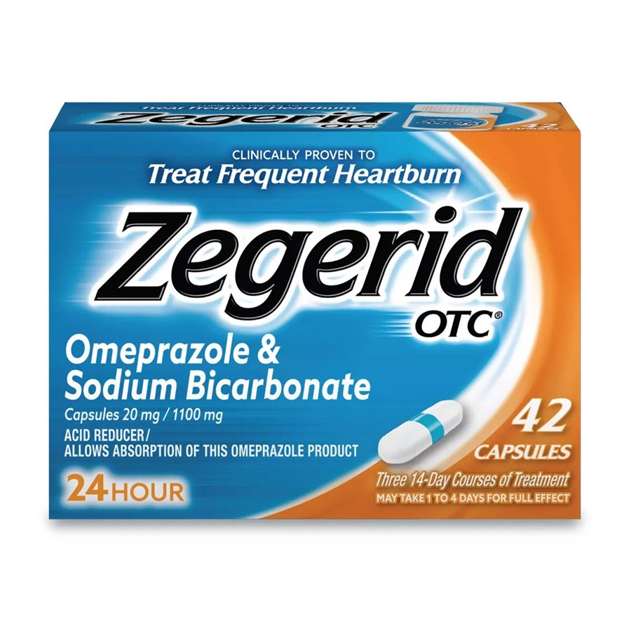 Zegerid OTC Omeprazole 20mg and Sodium Bicarbonate Acid Reducer for Frequent Heartburn Capsules - 42ct