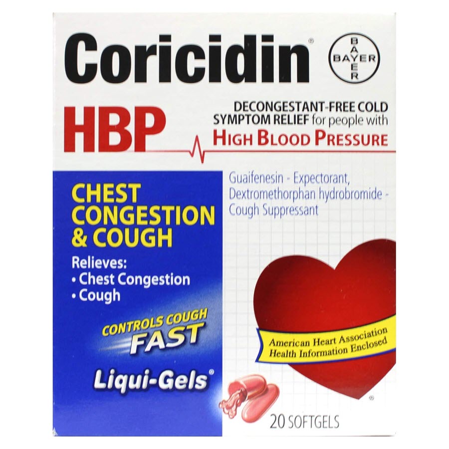 Coricidin HBP Chest Congestion & Cough Liquid Soft Gels, 20ct