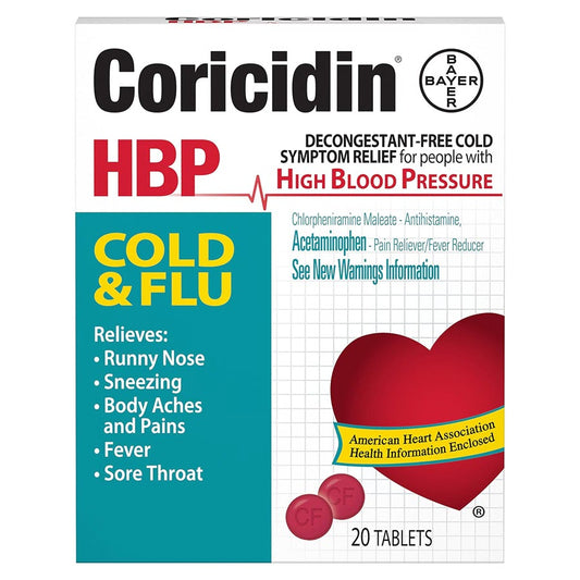 Coricidin HBP Tablets Cold and Flu - 20ct