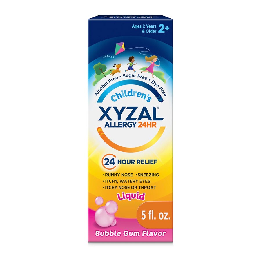 Xyzal 24 Hour Children's Antihistamine Medicine Allergy Relief, 2.5 mg Levocetirizine, Bubble Gum Flavor, 5 fl oz