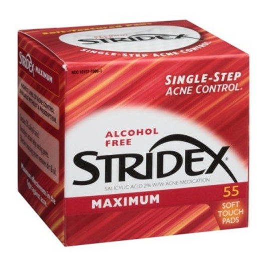 Stridex Triple Action Acne Pads With Salicylic Acid, Maximum Strength, Alcohol Free, 55ct