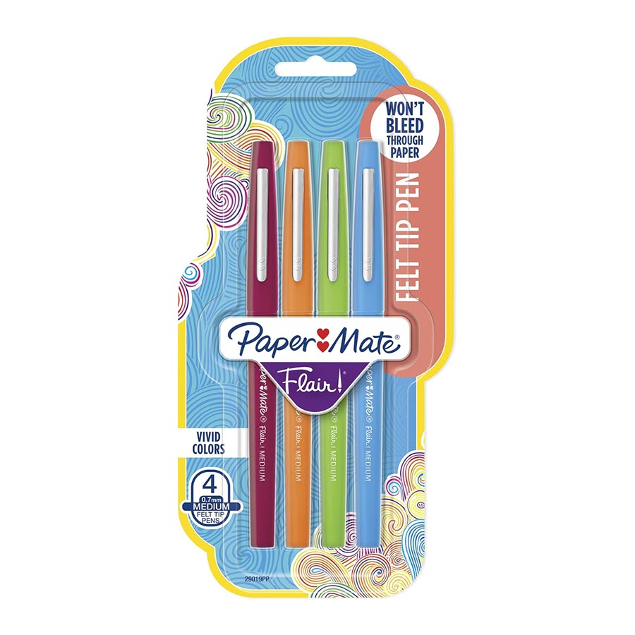 Paper Mate Flair Point Guard Felt Tip Marker Pens, 4pk