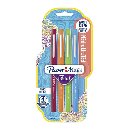 Paper Mate Flair Point Guard Felt Tip Marker Pens, 4pk