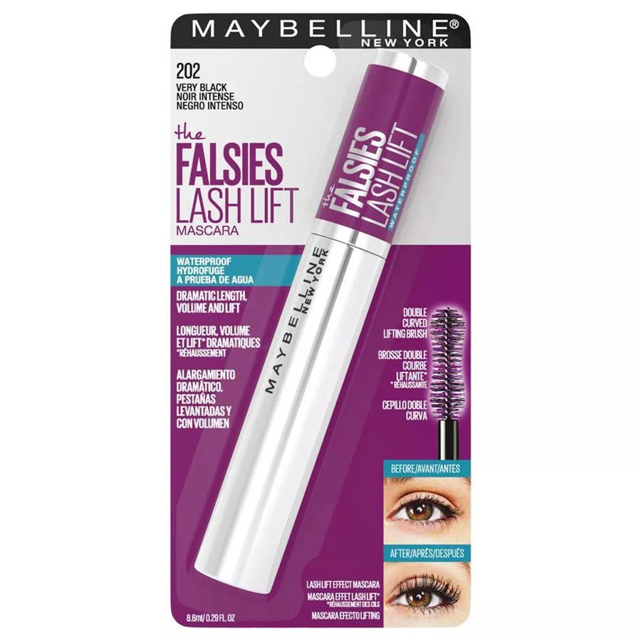 Maybelline Falsies Lash Lift Volumizing and Lengthening Mascara, Waterproof Black 202