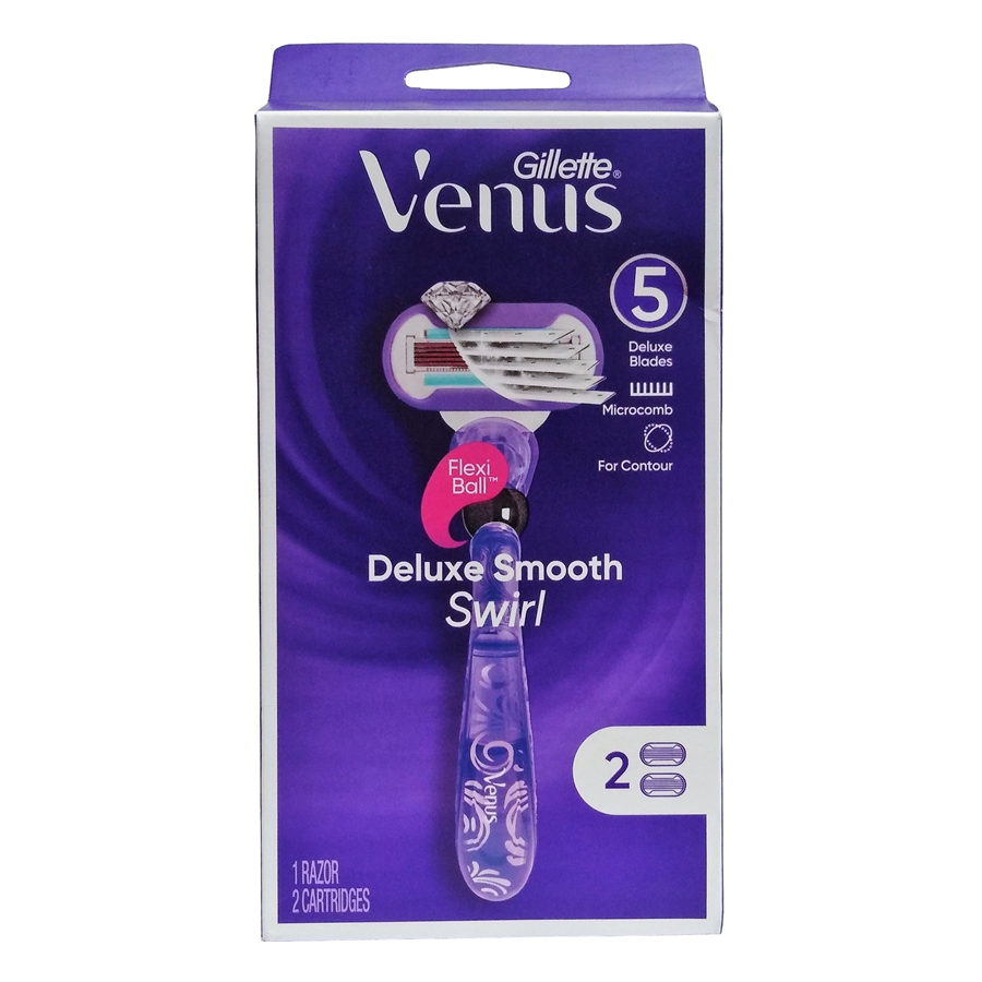 Gillette Venus Swirl Womens Razor With Flexball Technology And 2 Cartridge Refills - 1 Ea