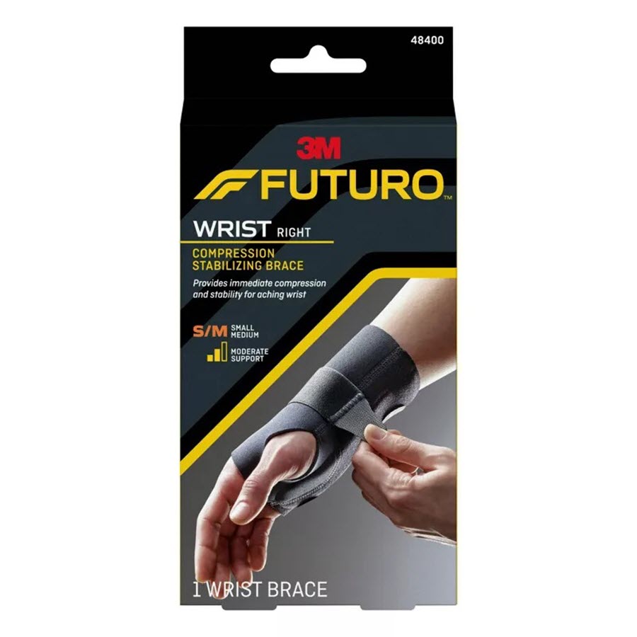 FUTURO Compression Stabilizing Wrist Brace - Right Hand, S/M 48400EN