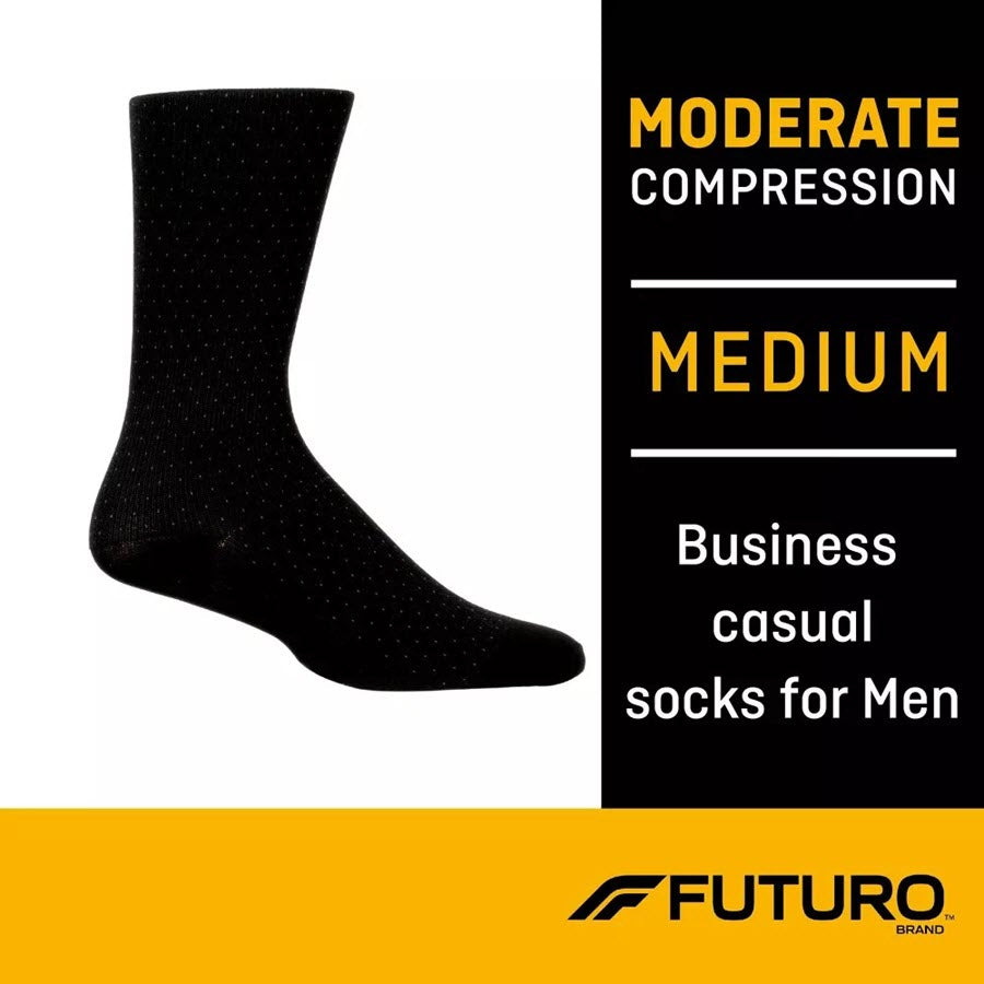 FUTURO Men's Business Casual Socks - Black, Medium 71045EN