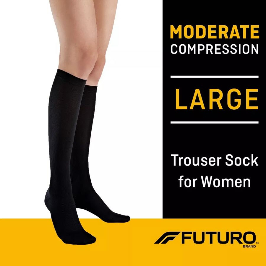 FUTURO Women's Trouser Socks, Relieves Spider and Varicose Veins, Large L71043EN