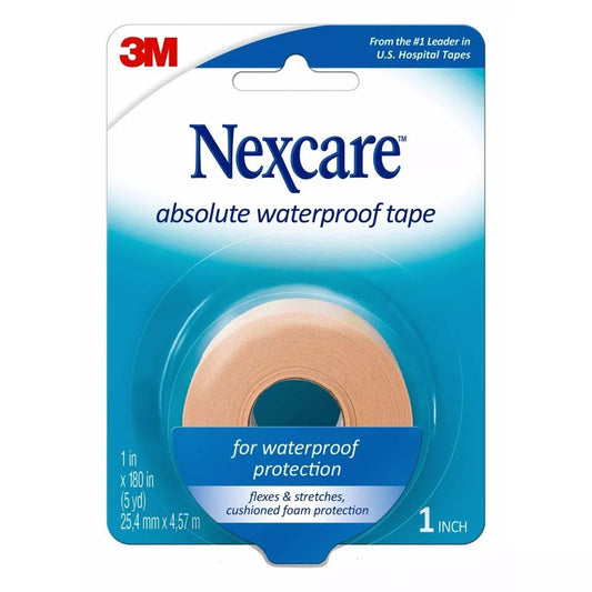 Nexcare Absolute Waterproof First Aid Tape, Tan, 1 in x 5 yds