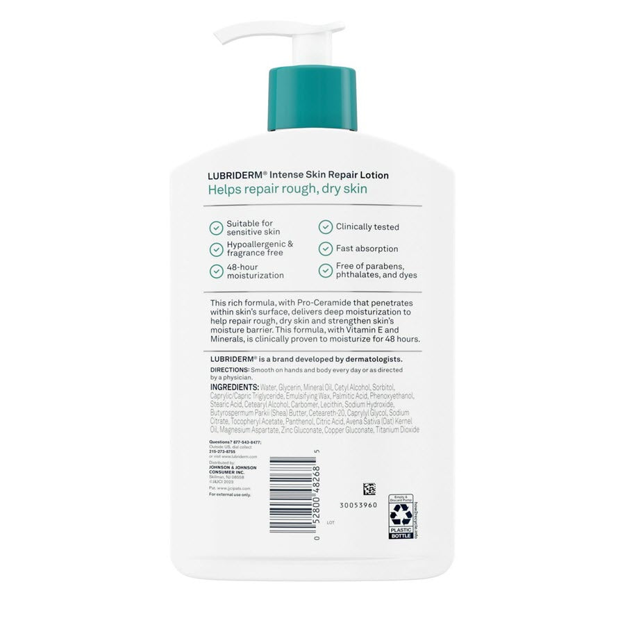 Lubriderm Fast Absorbing Intense Skin Repair Body Lotion For Dry Skin - 16oz