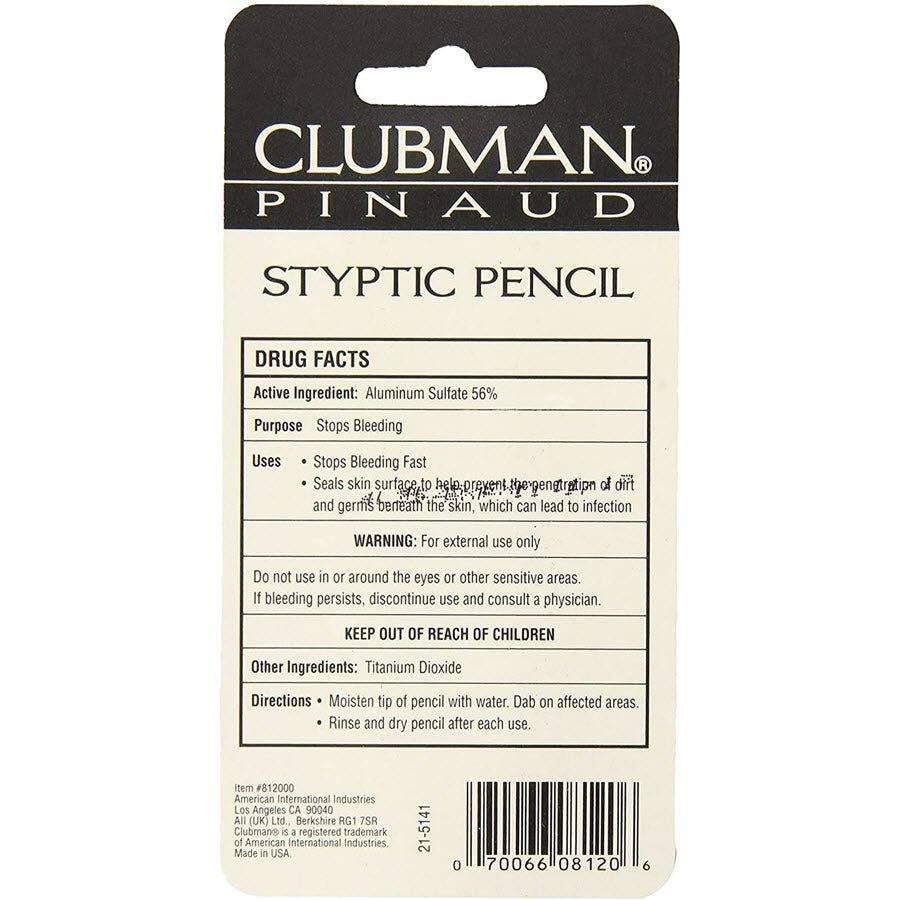 Pinaud Clubman Styptic Pencil For Nick Relief - 0.33oz